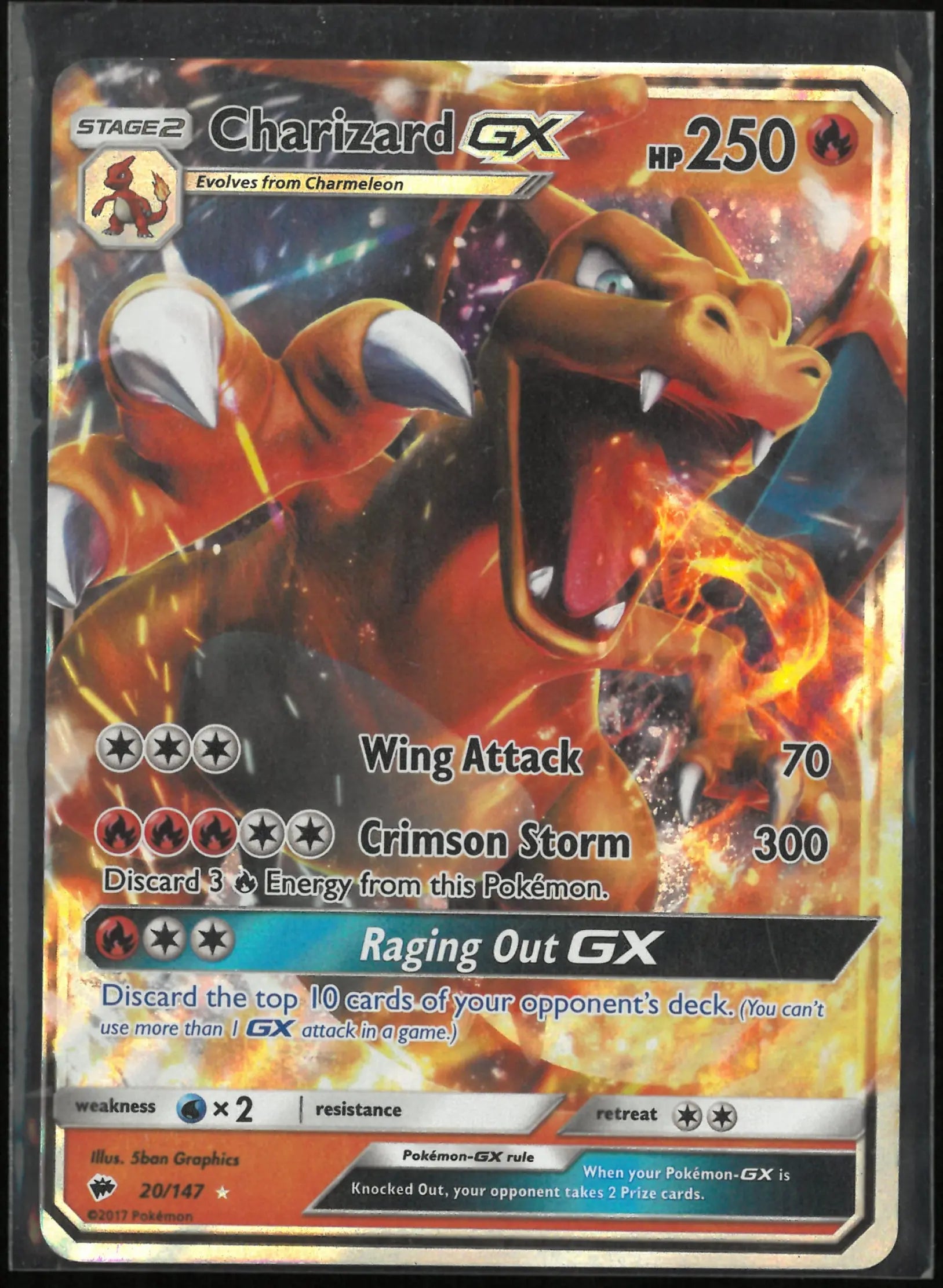 2017 Pokemon Charizard GX Ultra Rare Burning Shadows 20/147 