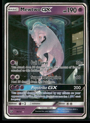 2017 Pokemon Shining Legends Shiny Holo Rare Mewtwo GX 78/73 LP 