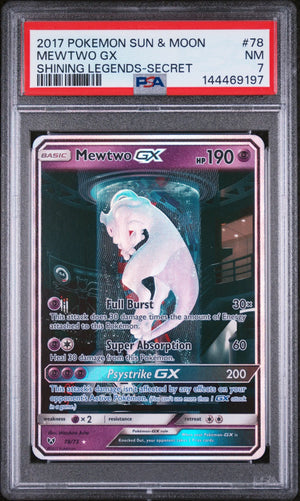 2017 Pokemon Sun Moon Shining Legends Mewtwo GX -Secret PSA 7 78/73 