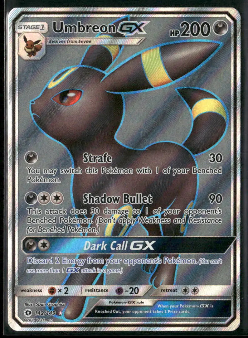2017 Pokemon Sun & Moon Base Set Ultra Rare Full Art Umbreon GX 142/149 