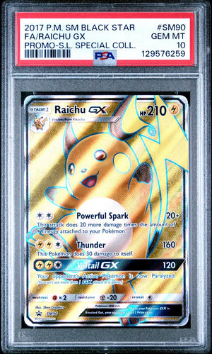 2017 Pokemon Sun & Moon Black Star Promo Raichu GX SM90 PSA 10 