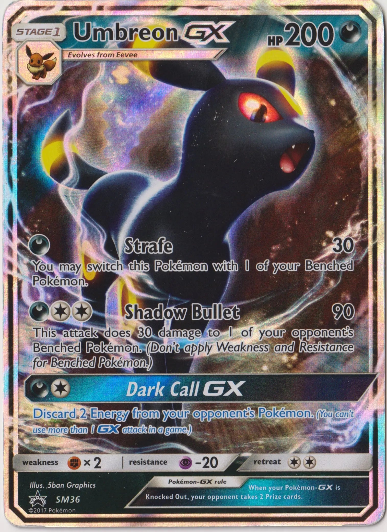 2017 Pokemon Sun & Moon Black Star Promo Umbreon GX SM36 
