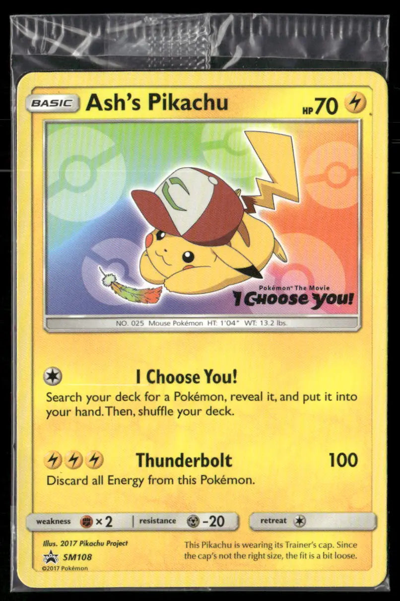 2017 Pokemon Sun & Moon Promo Ash's Pikachu SM108 Sealed 