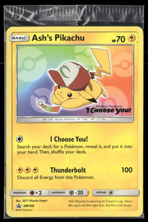 2017 Pokemon Sun & Moon Promo Ash's Pikachu SM108 Sealed 