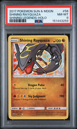 2017 Pokemon Sun & Moon Shining Legends Shining Rayquaza Holo 56/73 PSA 8 