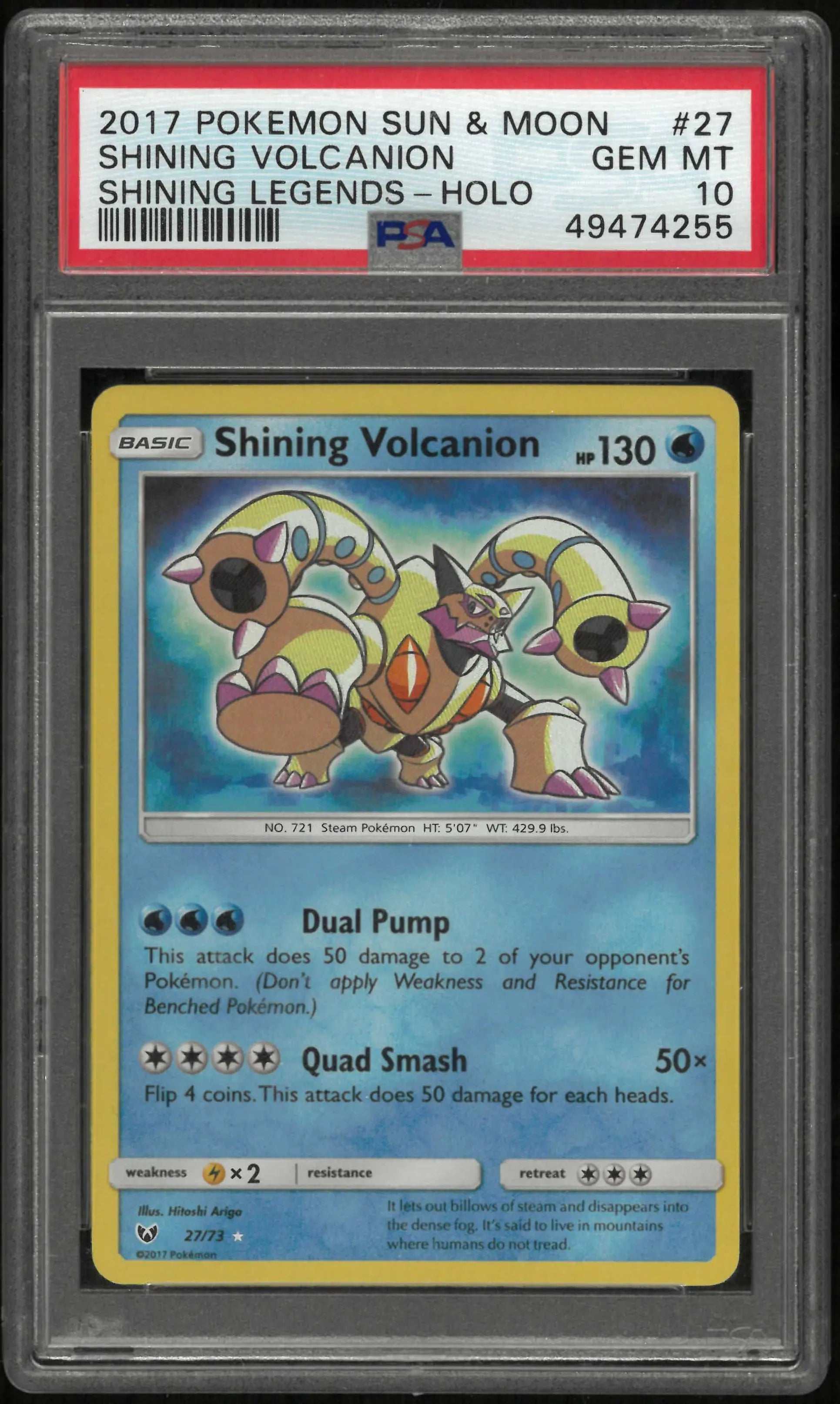 2017 Pokemon Sun & Moon Shining Legends #27 Shining Volcanion Holo PSA 10 