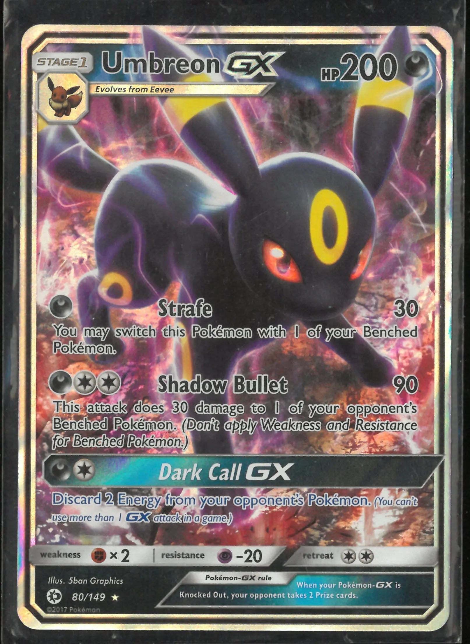 2017 Pokemon Sun & Moon Umbreon GX 80/149 