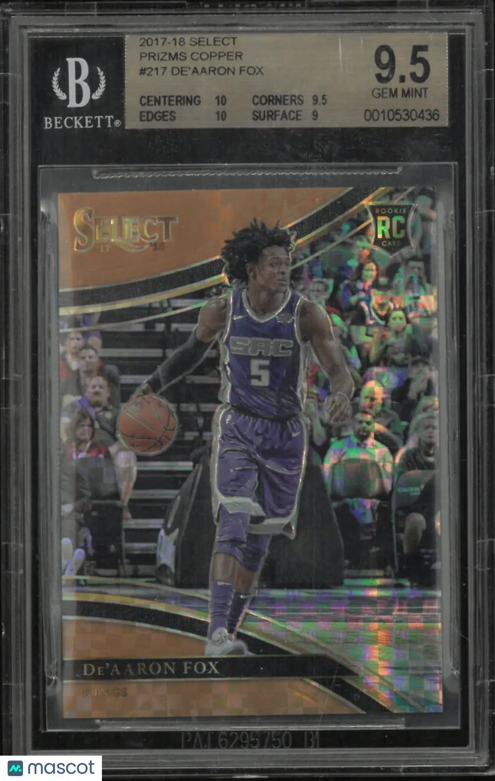 2017 Select Prizms Copper De'Aaron Fox #217 BGS 9.5 