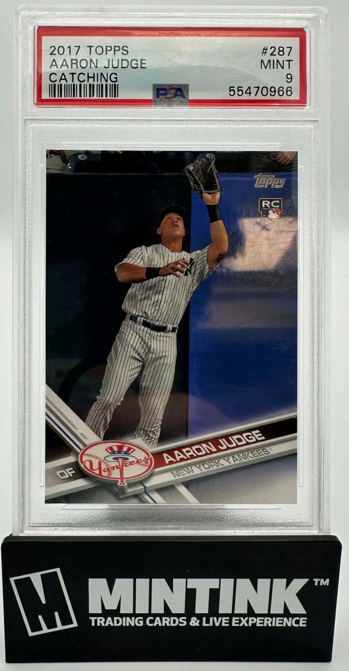 2017 Topps Baseball Rookie Aaron Judge RC PSA 9 Catching 