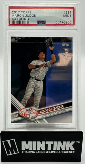 2017 Topps Baseball Rookie Aaron Judge RC PSA 9 Catching 