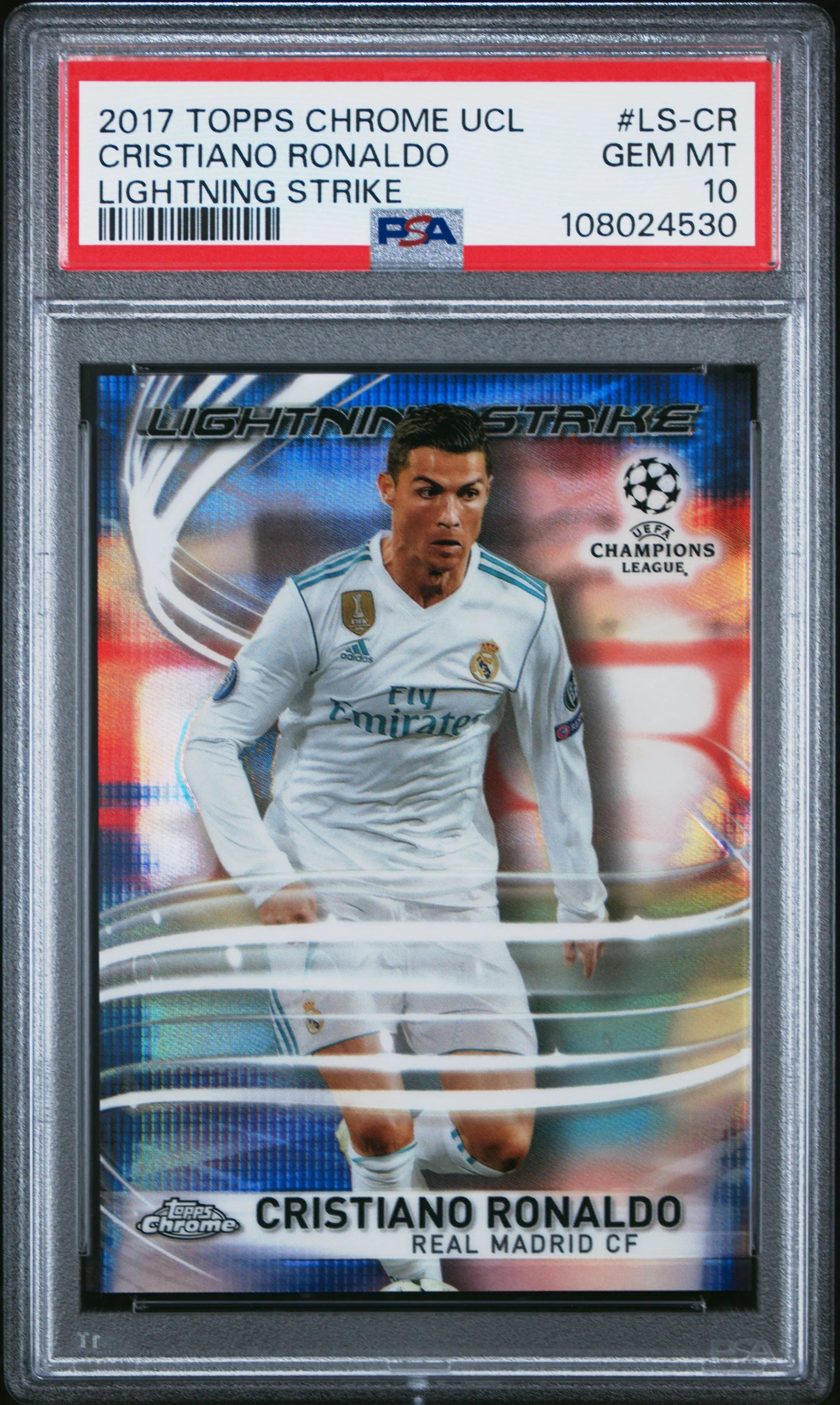 2017 Topps Chrome UEFA CL Lightning Strike Cristiano Ronaldo #LS-CR PSA 10 