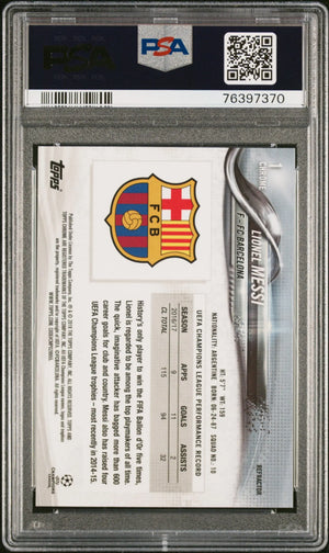 2017 Topps Chrome UEFA Champions League Lionel Messi #1 Refractor PSA 9 