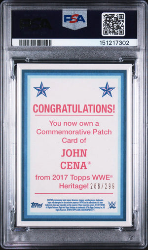 2017 Topps Heritage WWE Commemorative Patch John Cena /299 PSA 9 
