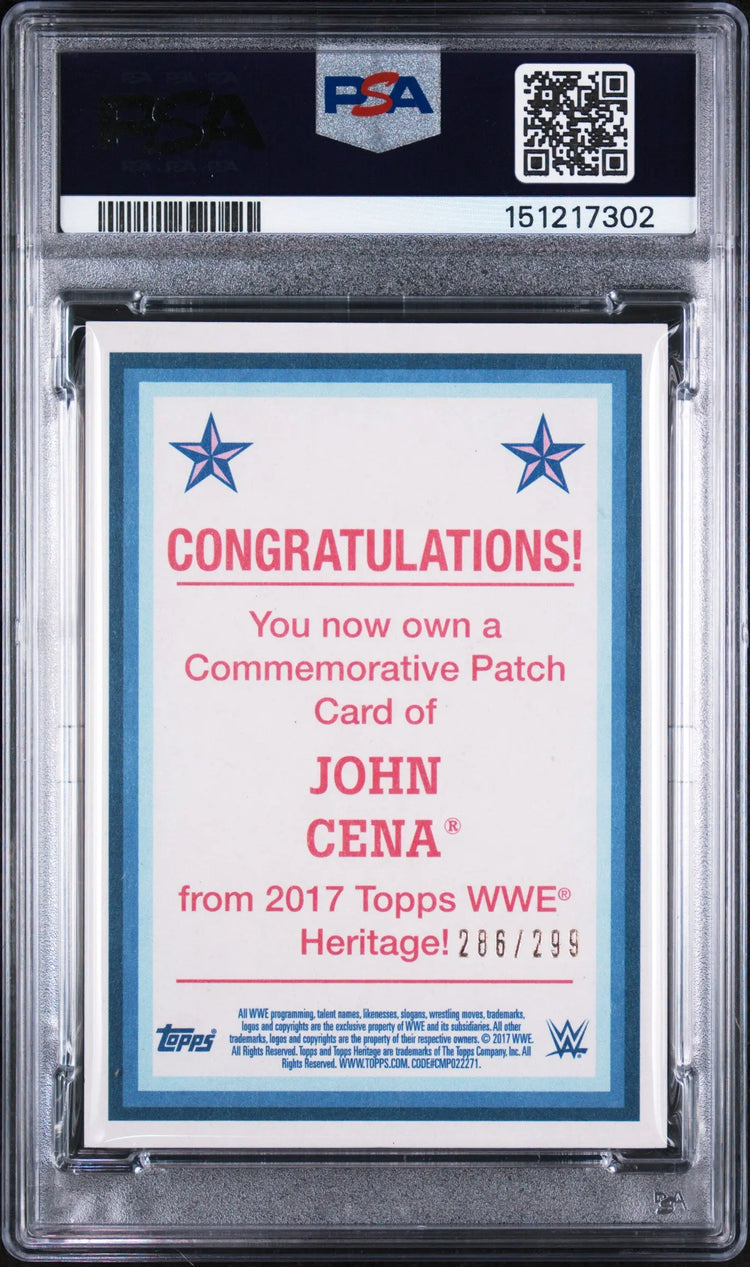 2017 Topps Heritage WWE Commemorative Patch John Cena /299 PSA 9 