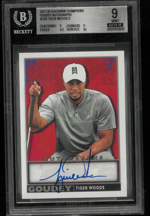2017 Upper Deck Goodwin Champions Goudey Autographs Tiger Woods Auto BGS 9.0 