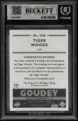 2017 Upper Deck Goodwin Champions Goudey Autographs Tiger Woods Auto BGS 9.0 