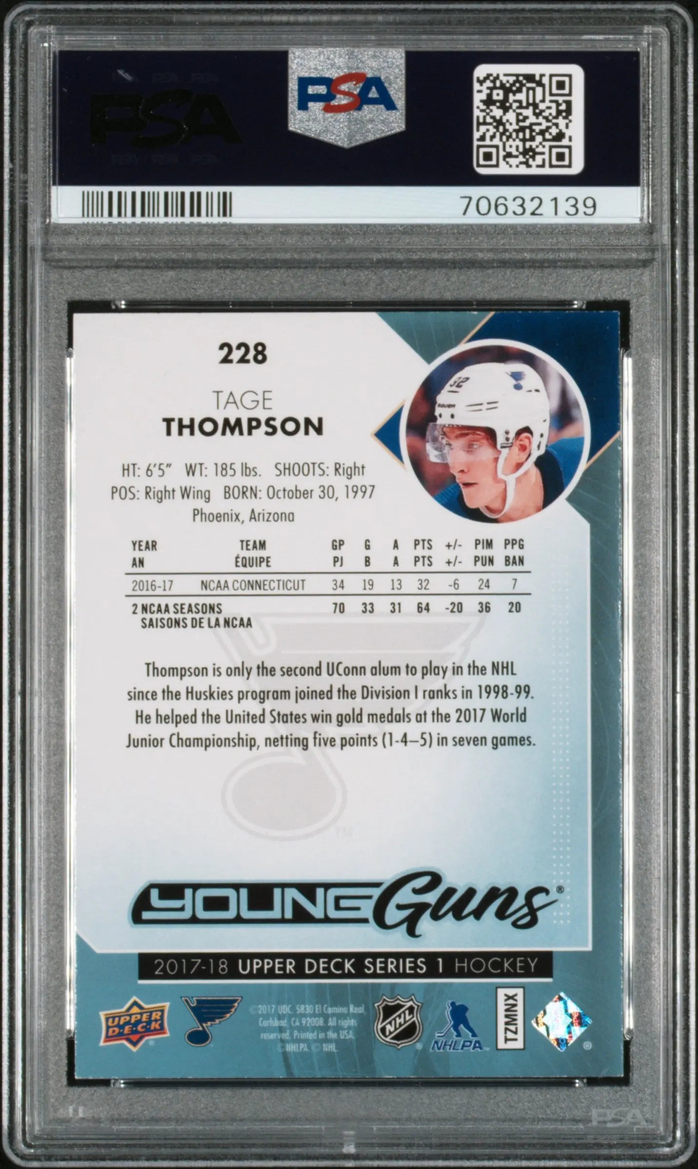 2017 Upper Deck Tage Thompson #228 PSA 8 
