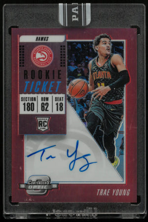 2018-19 Contenders Optic Basketball Trae Young RC Rookie Ticket Red Auto 1/1 