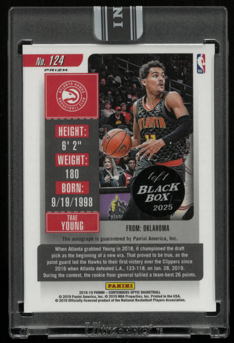 2018-19 Contenders Optic Basketball Trae Young RC Rookie Ticket Red Auto 1/1 
