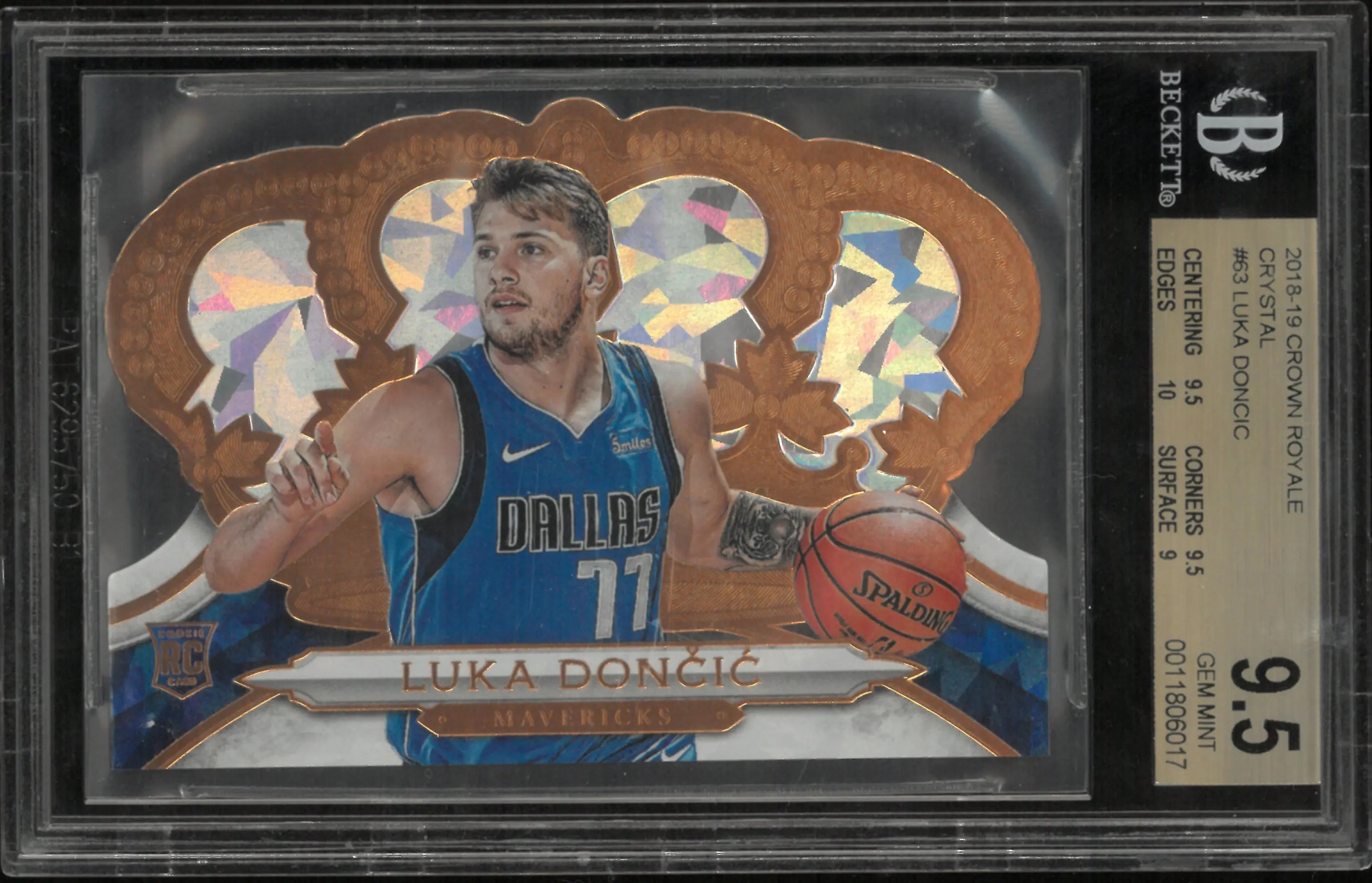 2018-19 Crown Royale Crystal Rookie Luka Doncic RC /99 BGS 9.5 