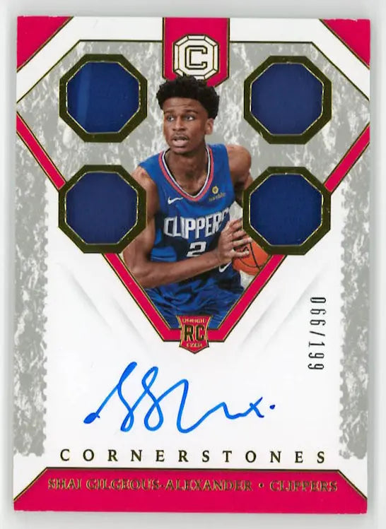 2018-19 Panini Cornerstones Autograph Patch Shai Gilgeous-Alexander Auto /199 RC 