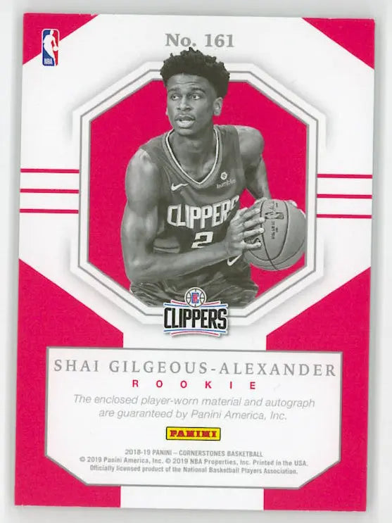 2018-19 Panini Cornerstones Autograph Patch Shai Gilgeous-Alexander Auto /199 RC 