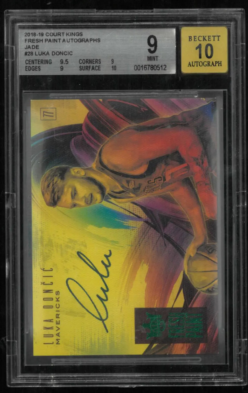 2018-19 Panini Court Kings Rookie Autograph Luka Doncic Fresh Paint RC BGS 9 