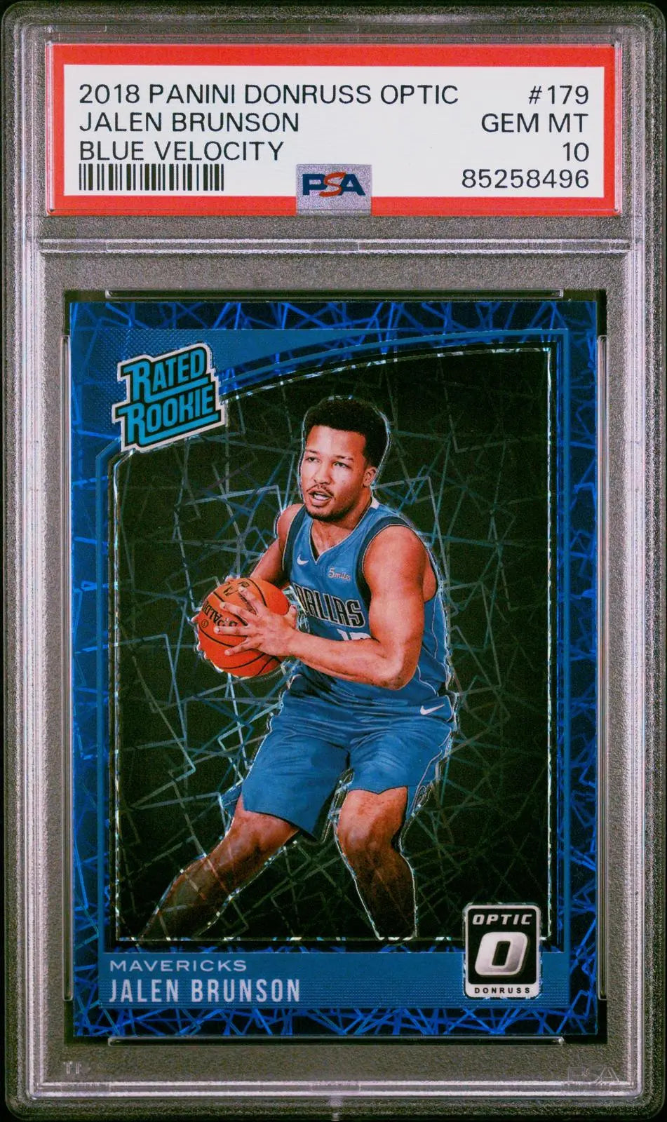 2018-19 Panini Donruss Optic Rated Rookie Jalen Brunson RC Blue Velocity PSA 10 
