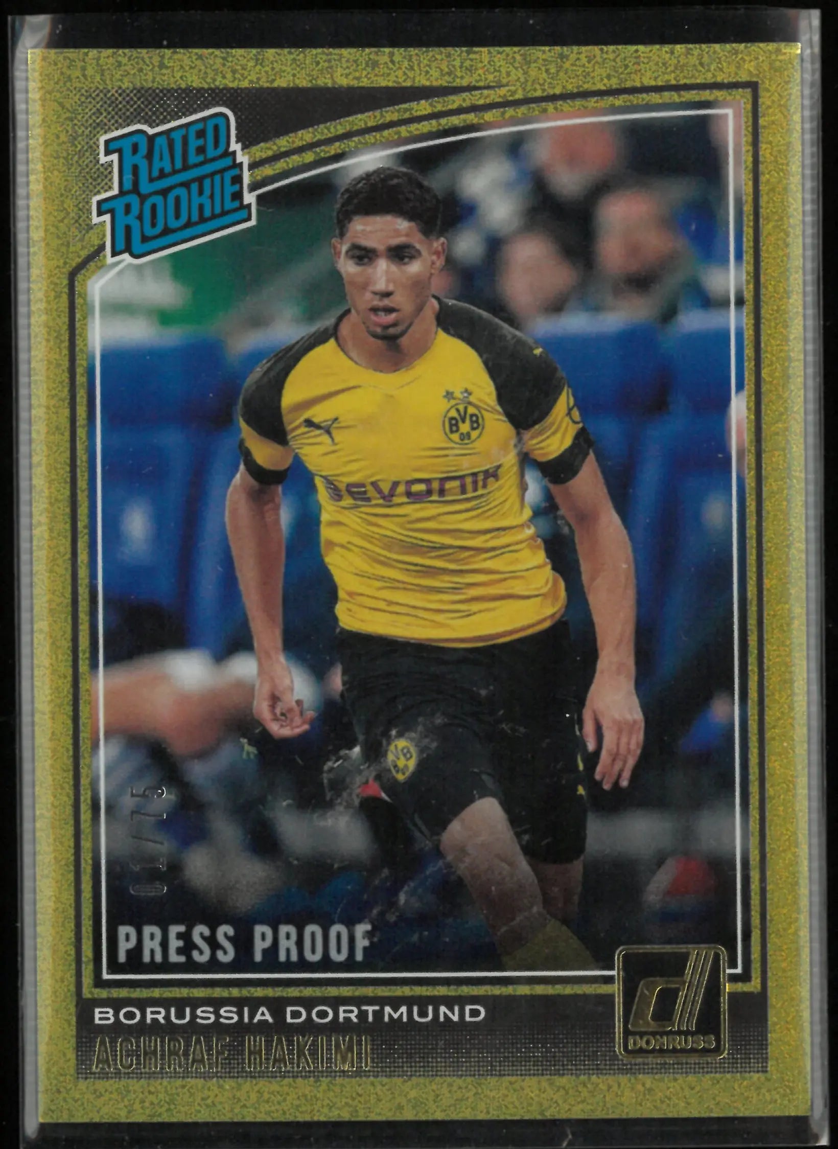 2018-19 Panini Donruss Rated Rookie Achraf Hakimi Gold Press Proof /75 RC 