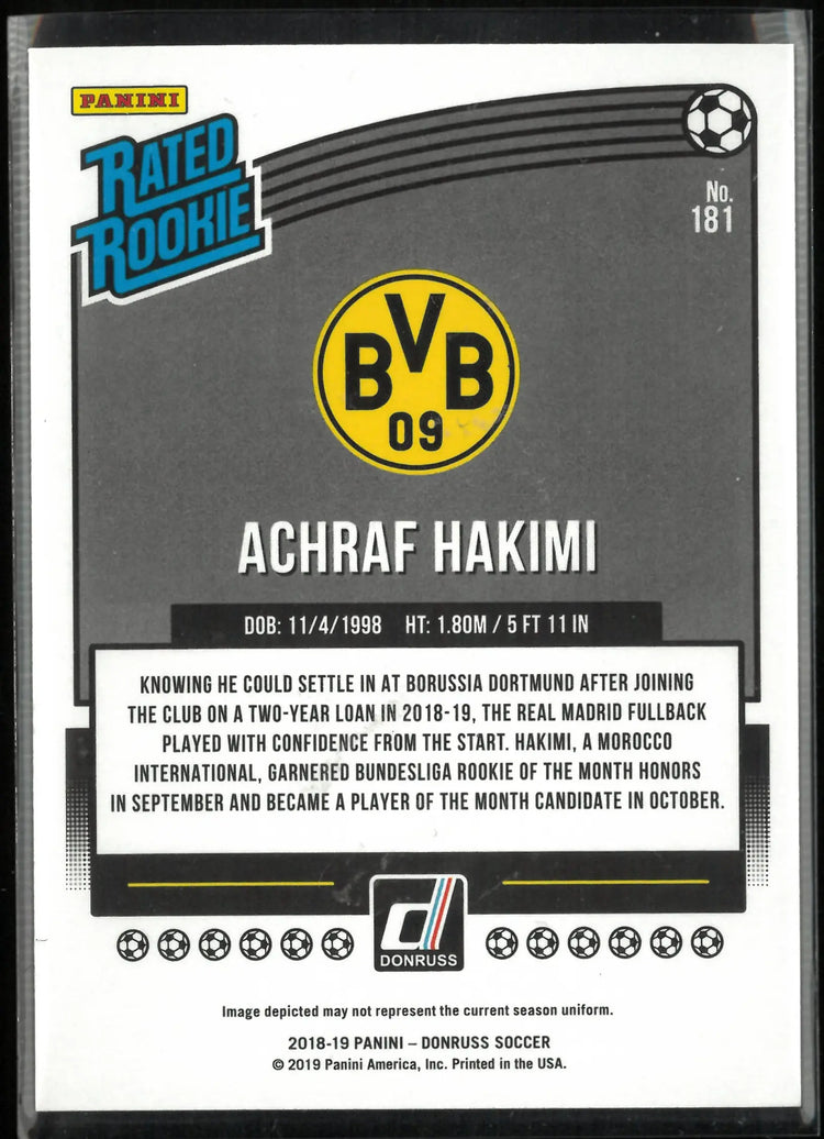 2018-19 Panini Donruss Rated Rookie Achraf Hakimi Gold Press Proof /75 RC 