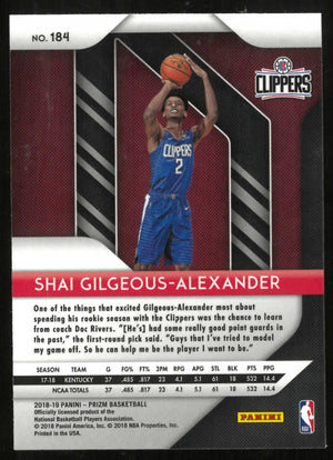 2018-19 Panini Prizm Basketball Rookie Shai Gilgeous-Alexander RC 