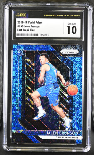 2018-19 Panini Prizm  Rookie Jalen Brunson  Fast Break Blue /175 RC CSG 10 