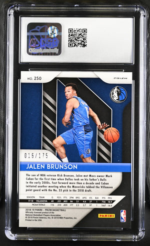 2018-19 Panini Prizm  Rookie Jalen Brunson  Fast Break Blue /175 RC CSG 10 