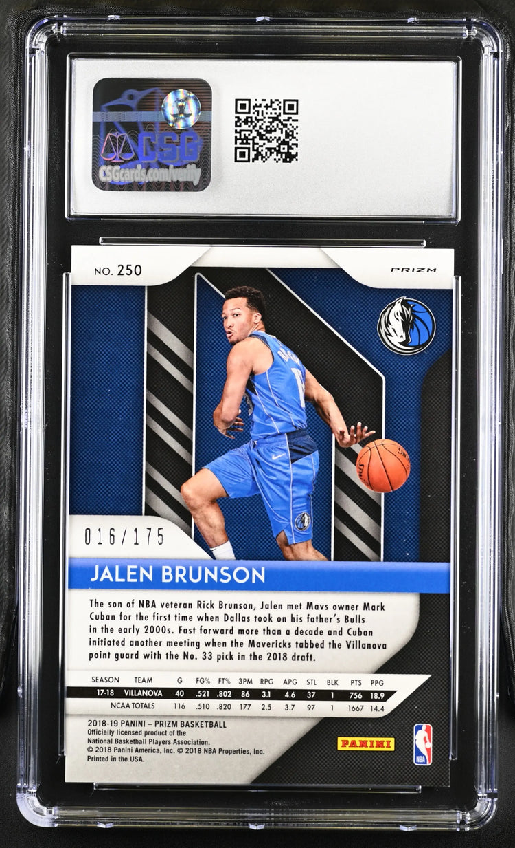 2018-19 Panini Prizm  Rookie Jalen Brunson  Fast Break Blue /175 RC CSG 10 