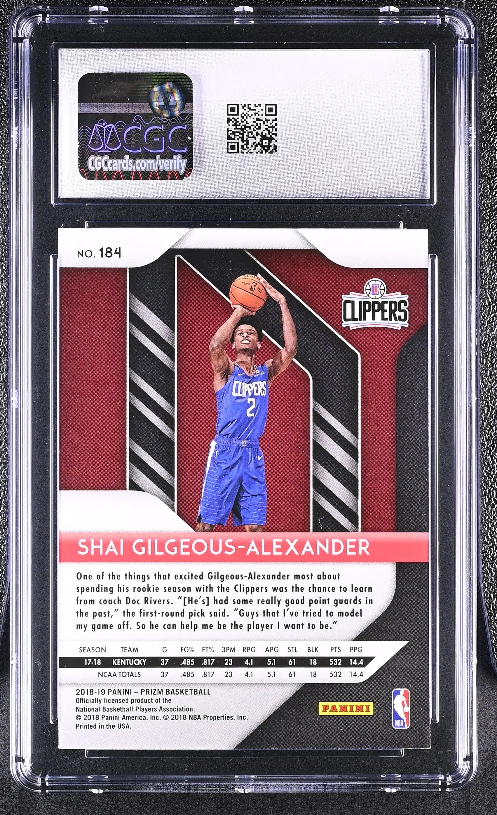 2018-19 Panini Prizm Rookie Shai Gilgeous-Alexander RC CGC 9 