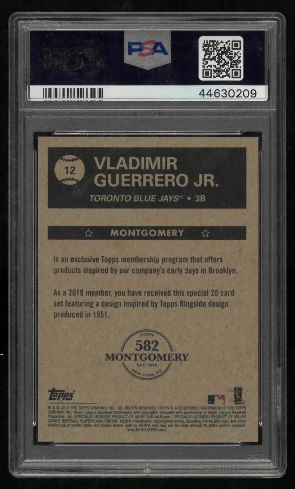 2018-19 Topps Montgomery Club 1951 Ringside 4 Vladimir Guerrero Jr. RC PSA 10 