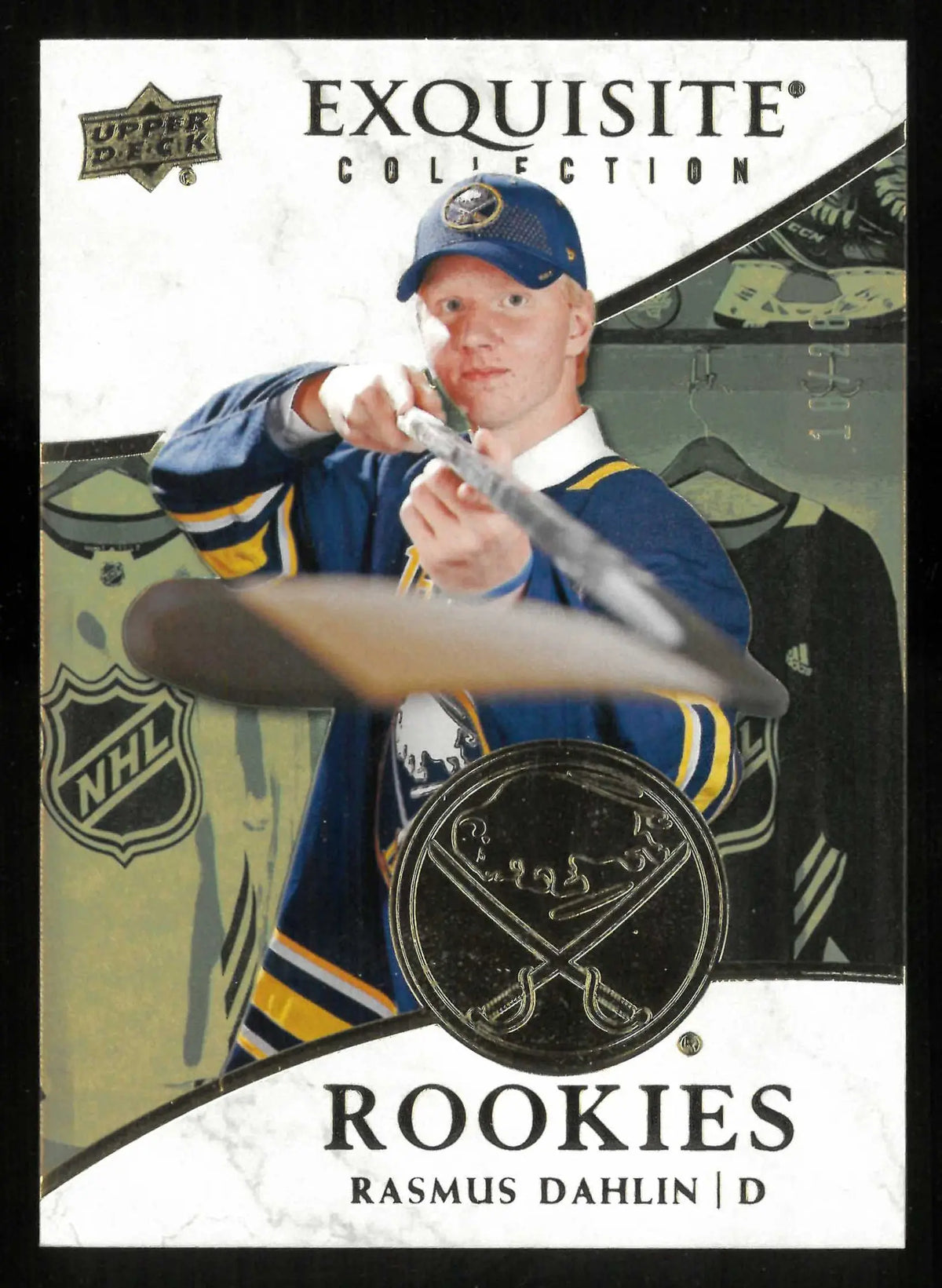 2018-19 UD Exquisite Collection Rookies Rasmus Dahlin RC Gold Spectrum /26 