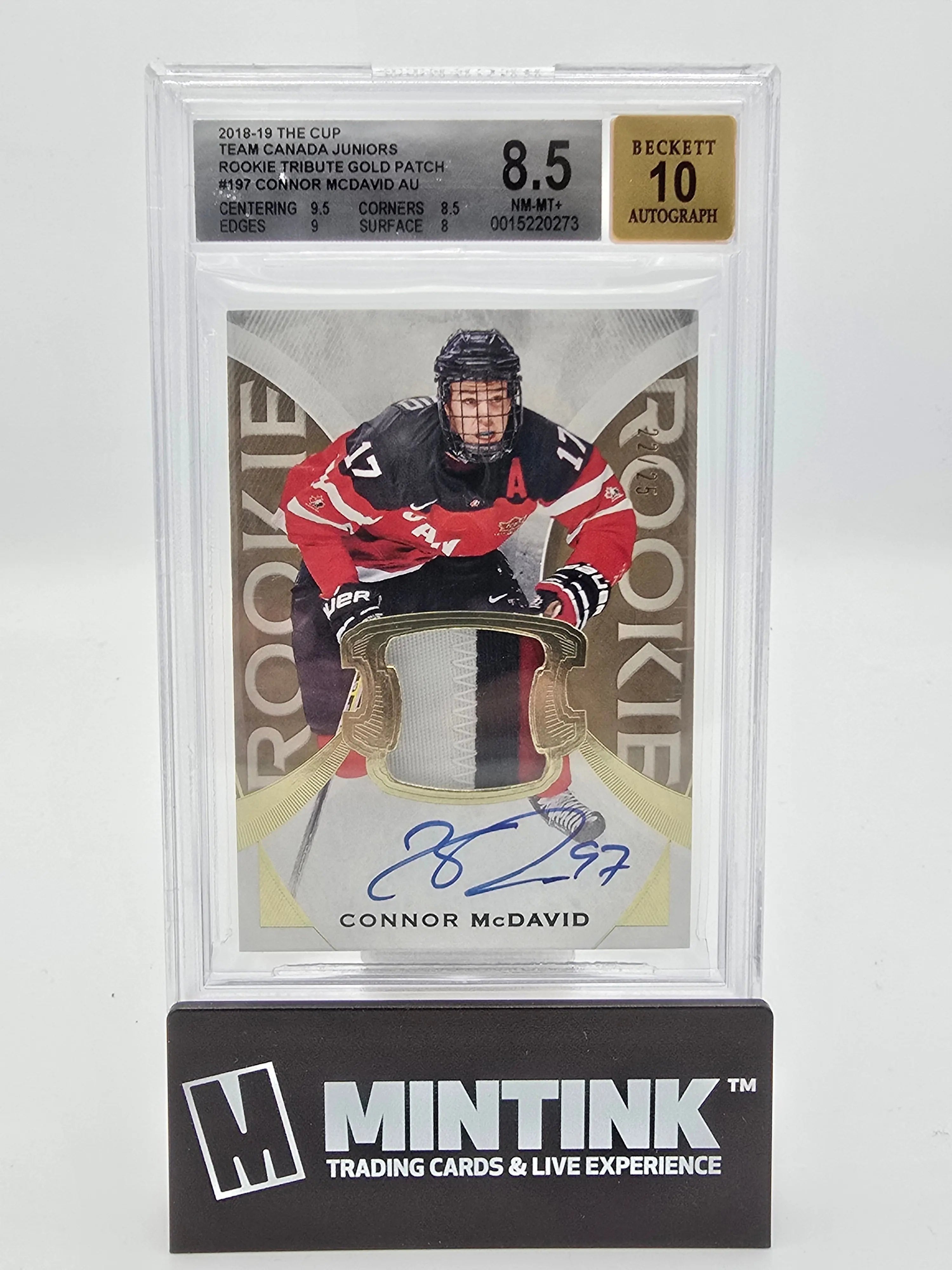 2018-19 UD The Cup Team Canada RC Tribute Gold Patch Connor McDavid BGS 8.5 /25 