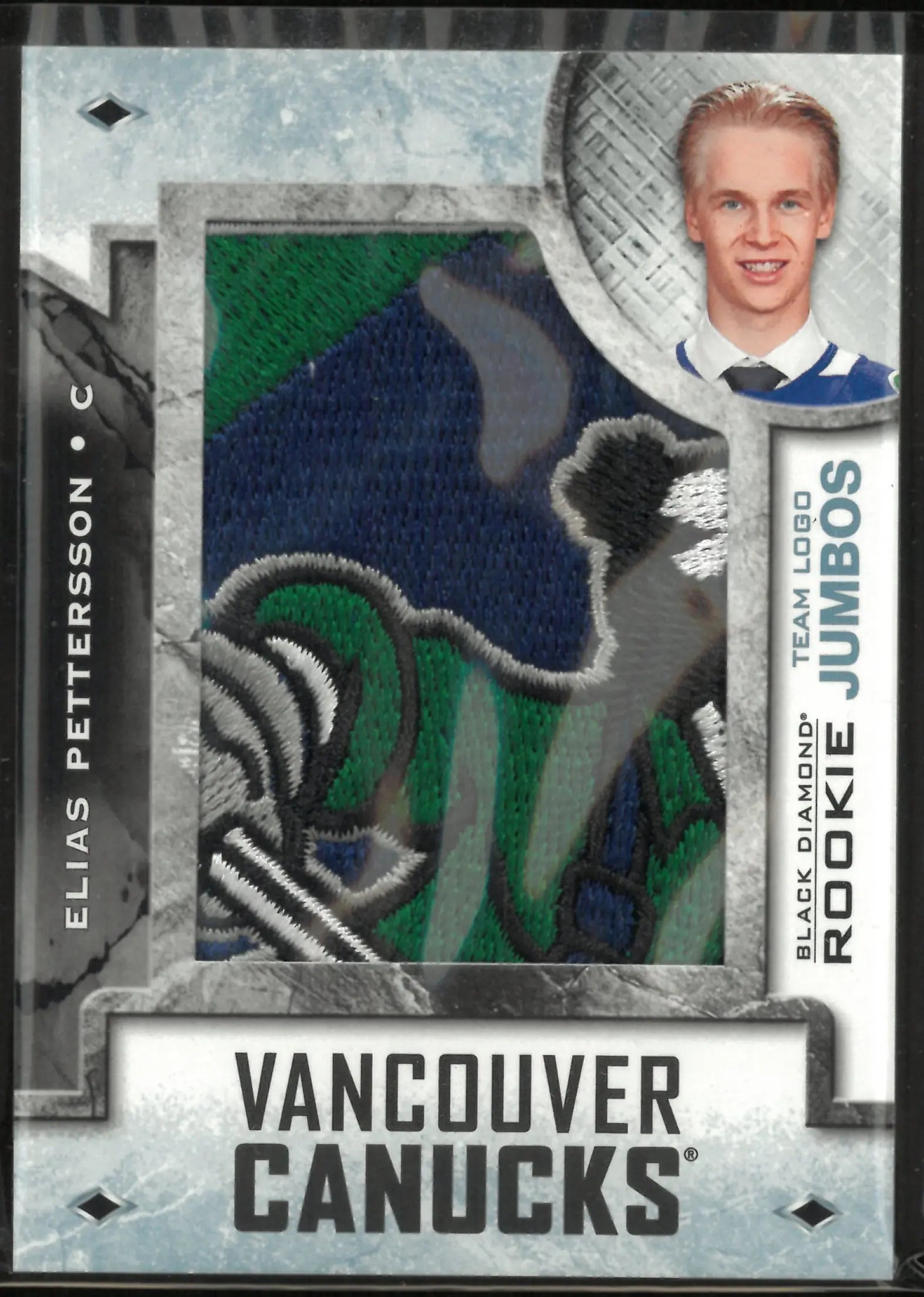 2018-19 Upper Deck Black Diamond Team Logo Rookie Jumbos Elias Pettersson RC 