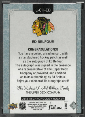 2018-19 Upper Deck Chronology Letterman Autograph Patch Ed Belfour Auto /15 