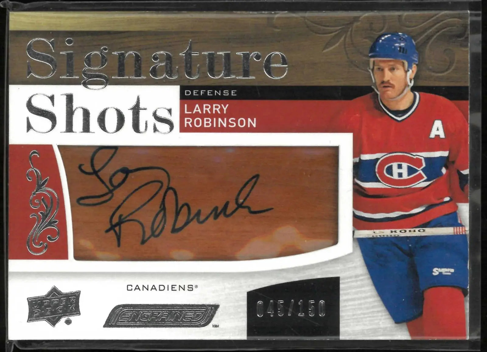 2018-19 Upper Deck Engrained Autograph Signature Shots Larry Robinson Auto /150 