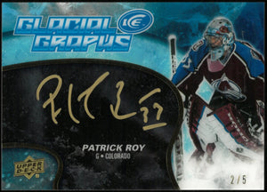 2018-19 Upper Deck Ice Hockey Patrick Roy Glacial Graphs Gold Auto /5 