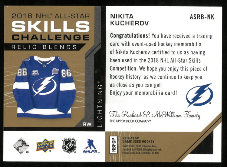 2018-19 Upper Deck SP Game Used Patches Nikita Kucherov /15 