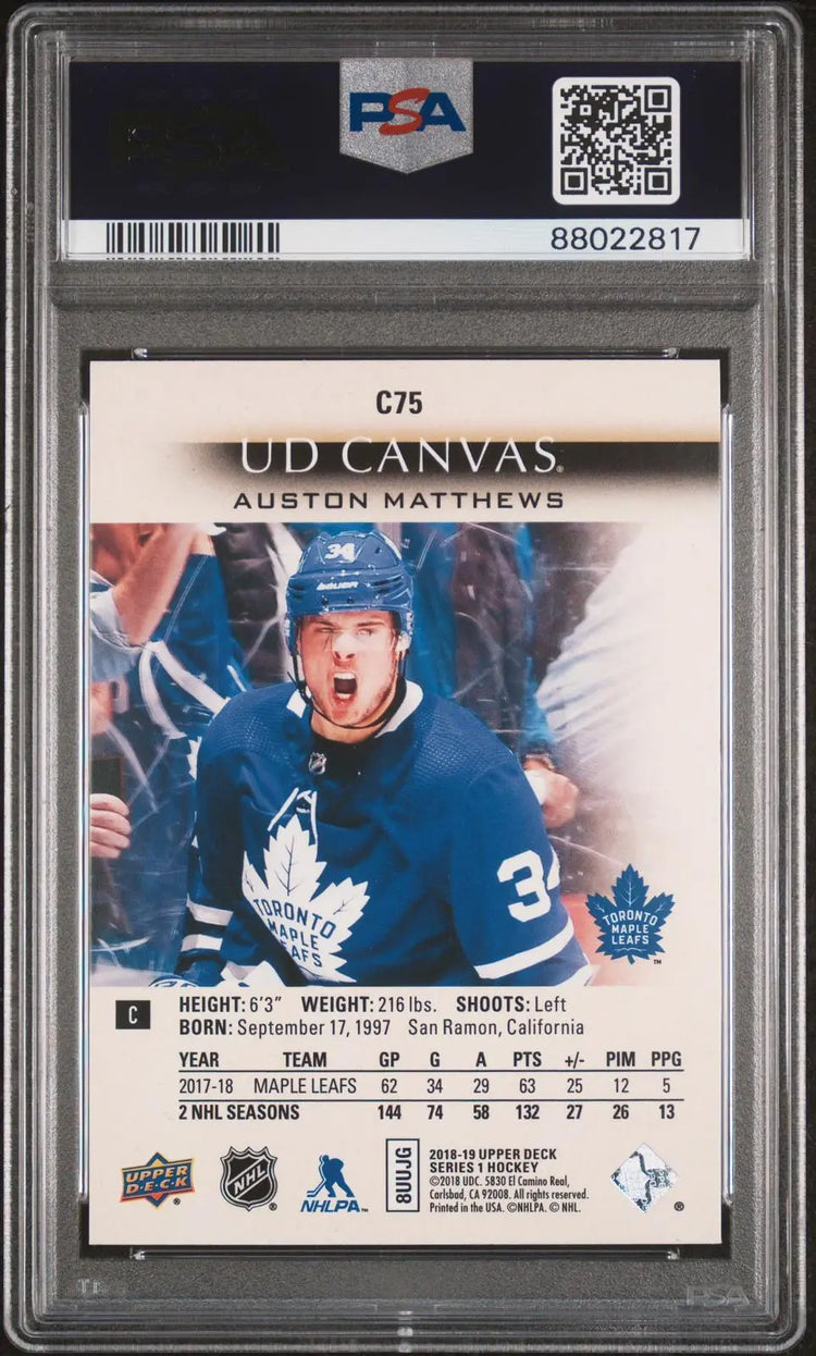 2018-19 Upper Deck Series 1 Hockey UD Canvas Auston Matthews PSA 10 