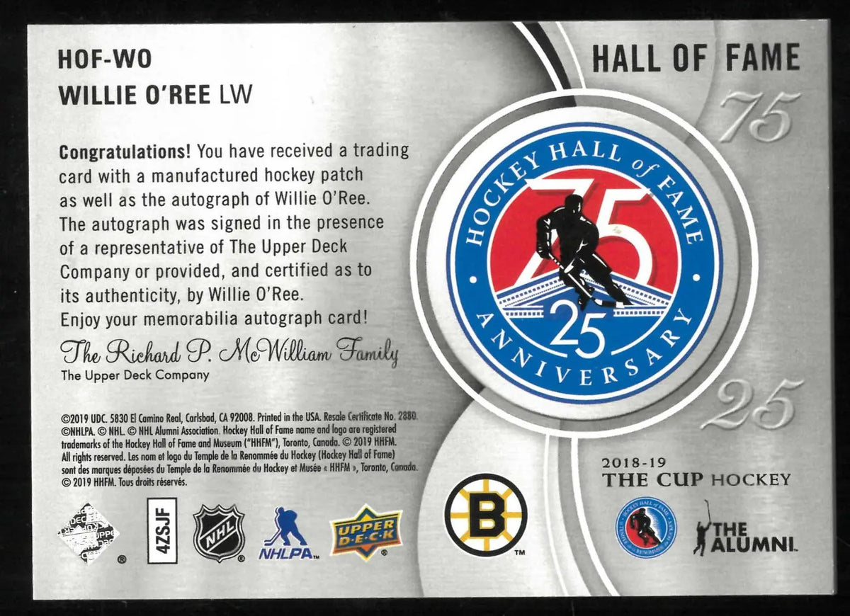 2018-19 Upper Deck The Cup Hall of Fame 75 Anniversary Auto Patch Mike Bossy 