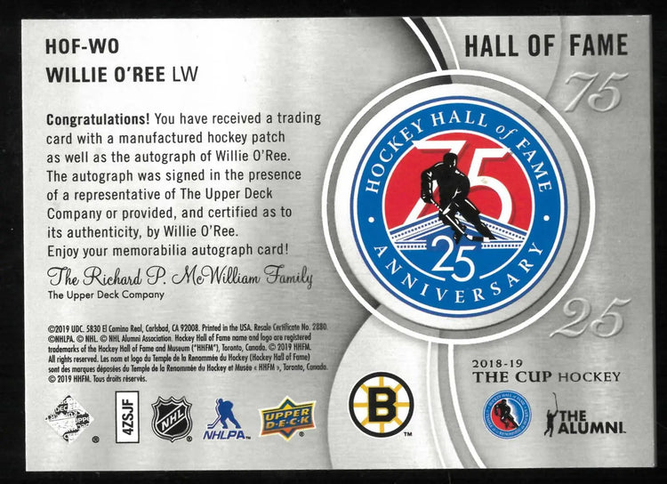 2018-19 Upper Deck The Cup Hall of Fame 75 Anniversary Auto Patch Mike Bossy 