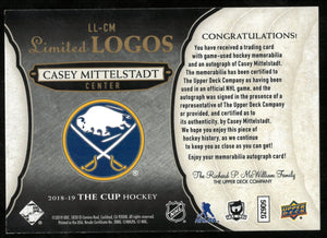 2018-19 Upper Deck The Cup Hockey Limited Logos Patch Auto Casey Mittelstadt /50 