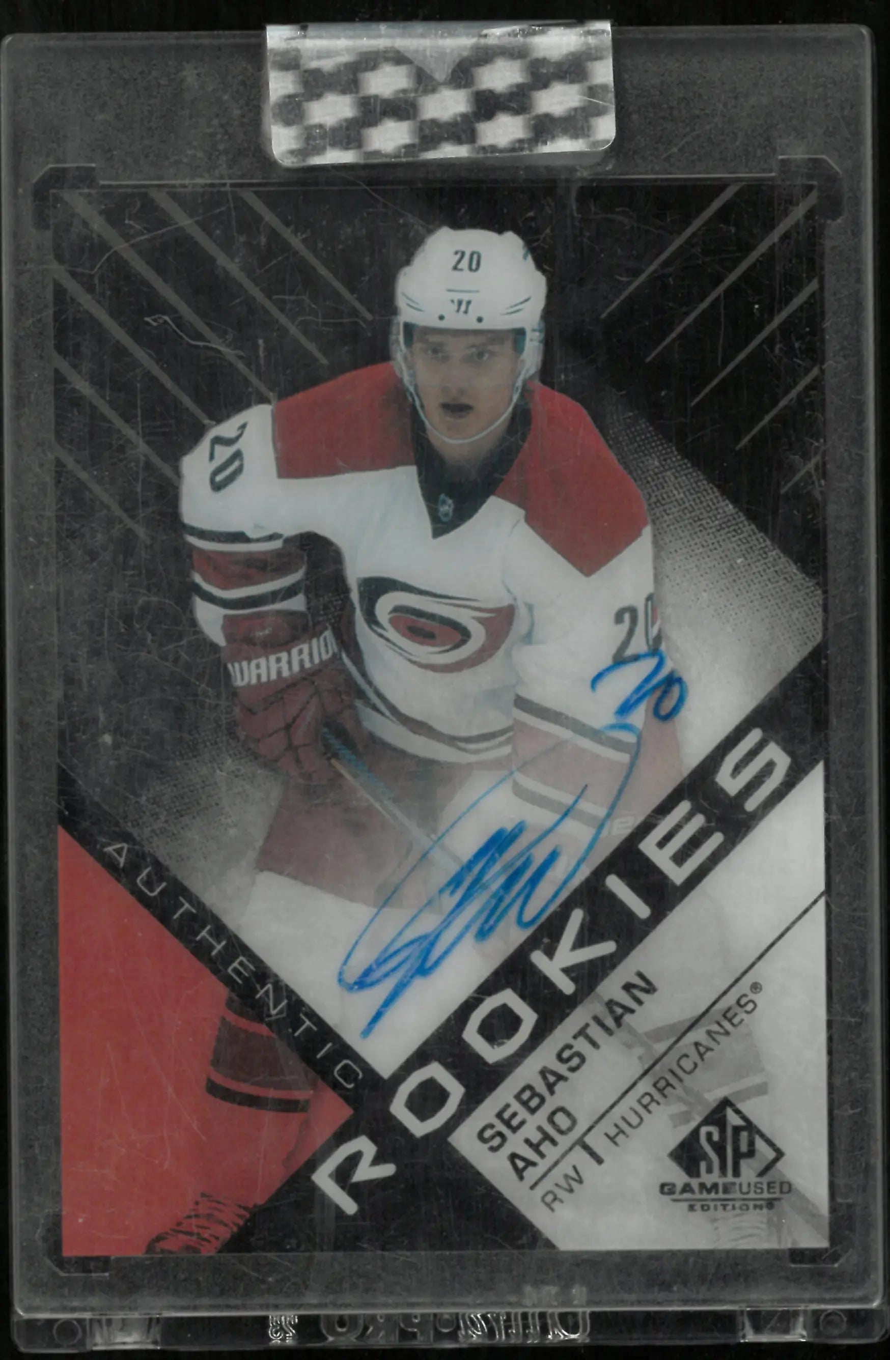 2018-2019 UD SP Authentic Clear Cut Sebastian Aho RC Rookie Auto 