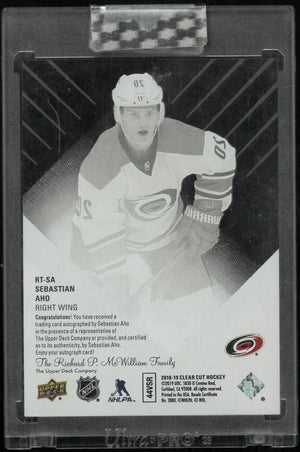 2018-2019 UD SP Authentic Clear Cut Sebastian Aho RC Rookie Auto 