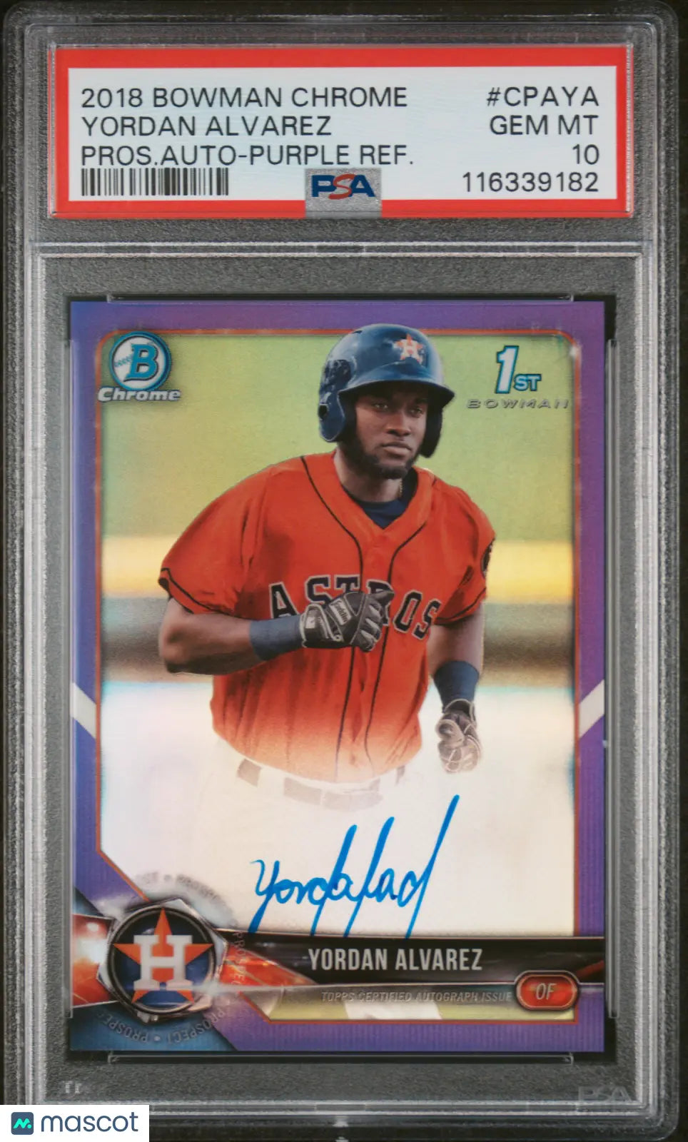 2018 Bowman Chrome Prospects Auto Yordan Alvarez Purple Refractor PSA 10 /250 
